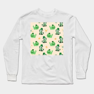 Lucky Citrus Panda and Kitty Pattern Long Sleeve T-Shirt